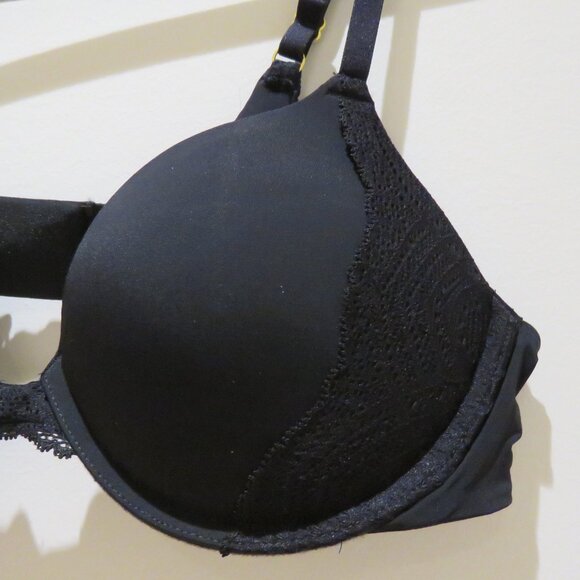 PEPPER Lace Lift Up Bra in Black Minimalist Comfort - Women's Size 38AA - Picture 3 of 12